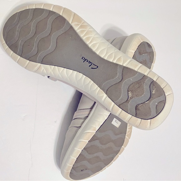 Clark’s Cloudsteppers canvas beige/grey braided front 8 Wide - Picture 10 of 11